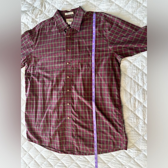 L.L. Bean Red Plaid Wrinkle Resistant Button Down Oxford - Size XL Tall - Picture 8 of 9